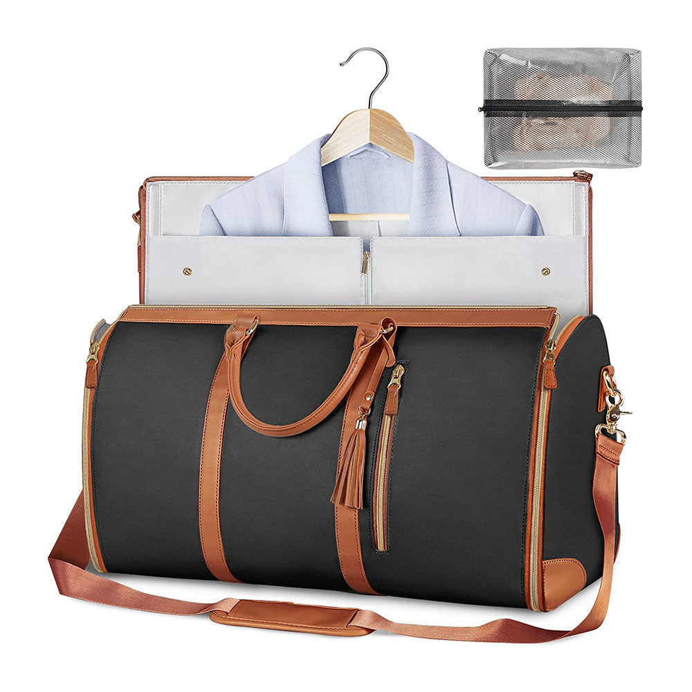 High Capacity Folding Travel Duffle – Waterproof Bag That Unfolds to Hang Clothes