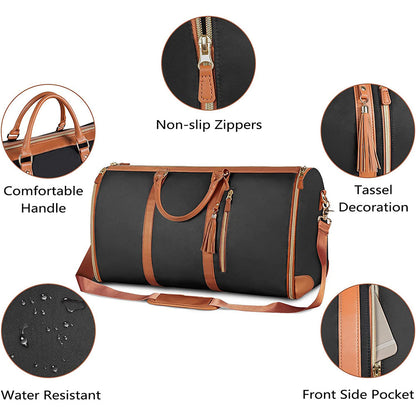 High Capacity Folding Travel Duffle – Waterproof Bag That Unfolds to Hang Clothes