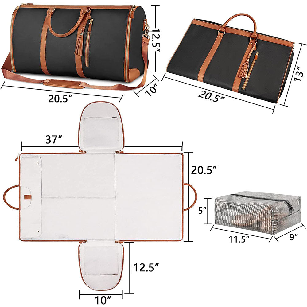 High Capacity Folding Travel Duffle – Waterproof Bag That Unfolds to Hang Clothes