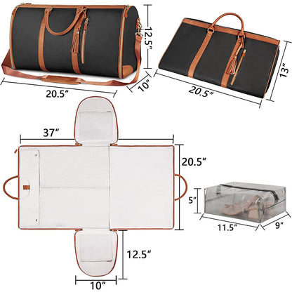 High Capacity Folding Travel Duffle – Waterproof Bag That Unfolds to Hang Clothes