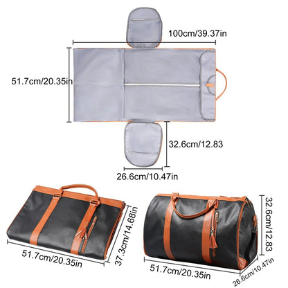 High Capacity Folding Travel Duffle – Waterproof Bag That Unfolds to Hang Clothes